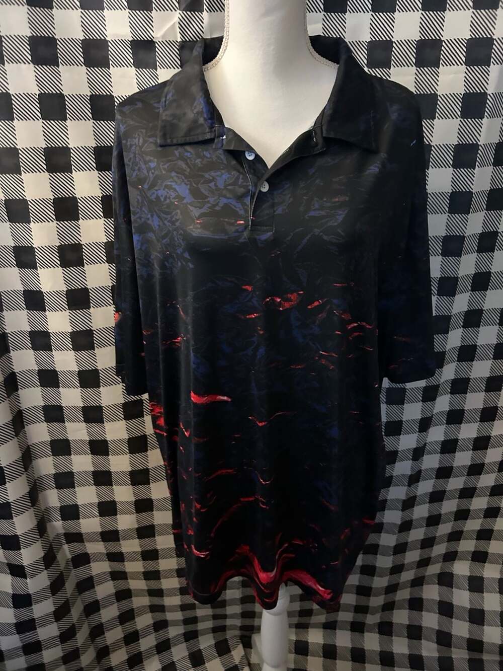Obnoxious Golf The Lava Polo Shirt Black Red Blue Golf Polo